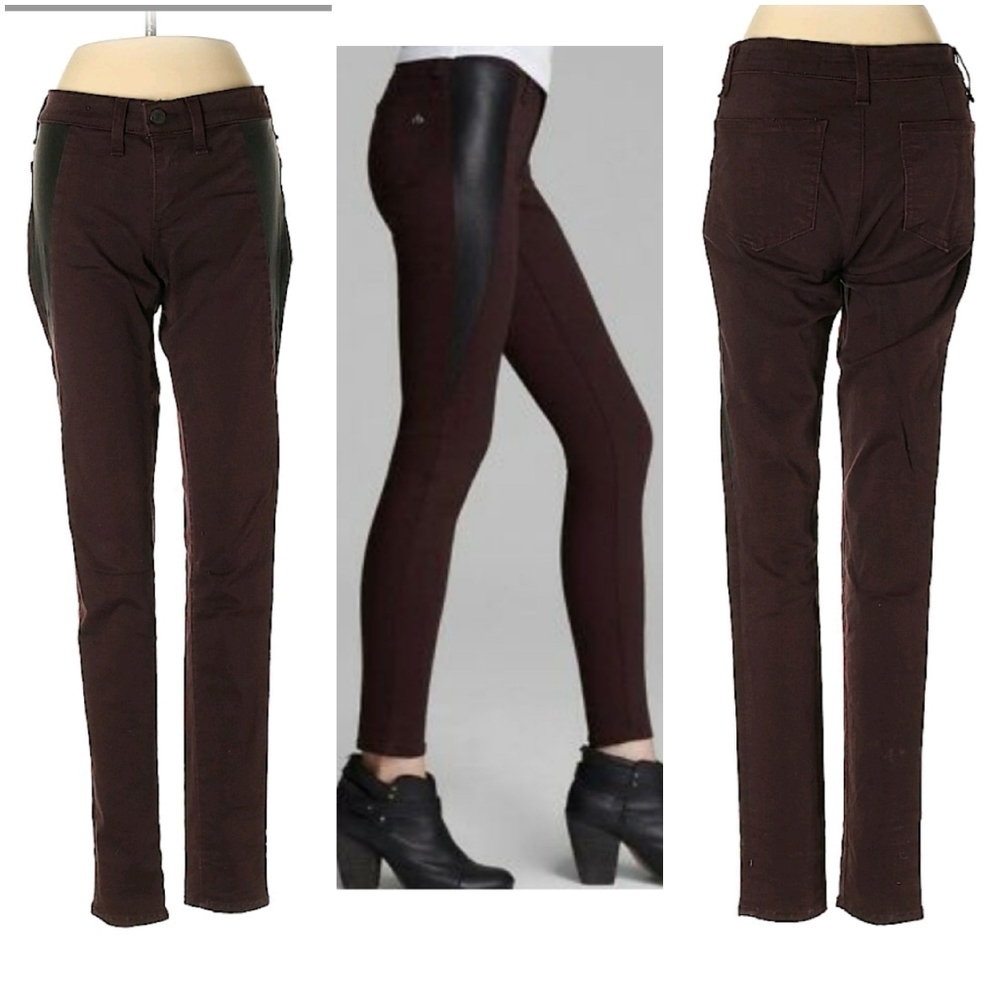 RARE Rag & Bone LIMITED EDITION lamb leather skinny purple leg pants jeans sz 25
